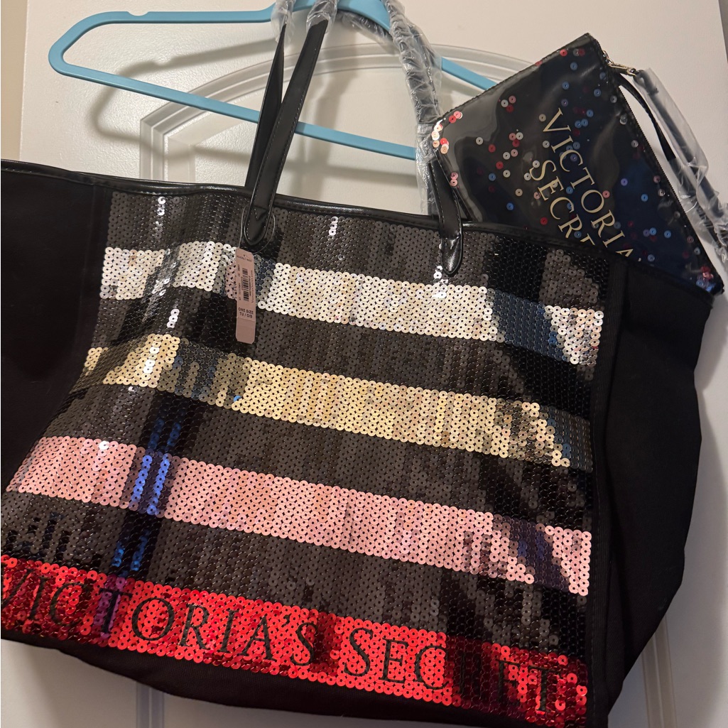 Victoria's Secret Black And Red Tote Bag With Striking Design